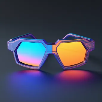 Retro sunglasses in a low poly style with a pixelated neon color palette - Image 1