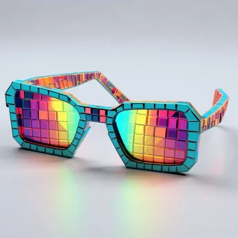 Retro sunglasses in a low poly style with a pixelated neon color palette - Image 3