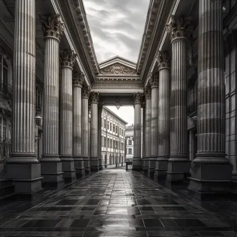 Neoclassical architecture with columns and grand facades in an urban cityscape - Image 4