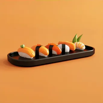 Japanese Sushi Platter in Low Poly