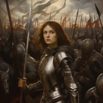 Pre-Raphaelite oil-on-canvas depiction of Joan of Arc  - Image 3