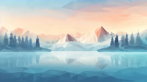 Tranquil winter landscape in low poly style - Image 4