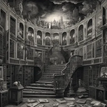 Grand library in the afterlife filled with life story books - Image 4