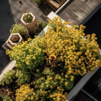 Bee pollinating a flower in an urban rooftop garden - Image 3