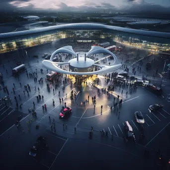 Aerial view of a busy airport terminal with passengers - Image 4