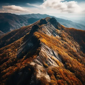 Autumn Mountain Ridge Aerial View