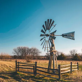 Rustic vintage windmill with wooden blades - Image 1