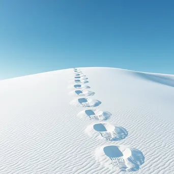 Footprints in White Sand Dunes