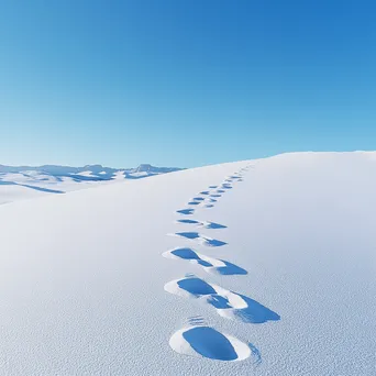 Footprints leading through bright white sand dunes - Image 3