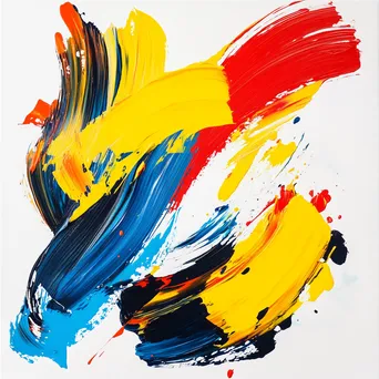 Bold paint strokes in primary colors on canvas - Image 1