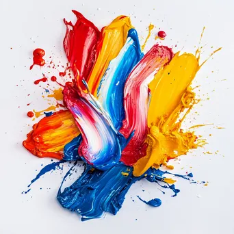 Bold paint strokes in primary colors on canvas - Image 3