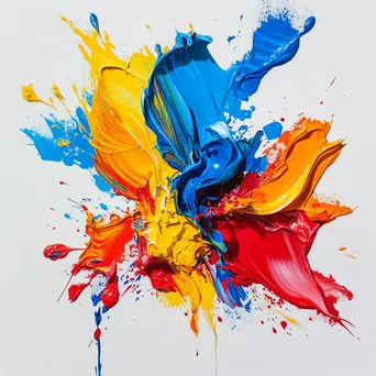 Bold paint strokes in primary colors on canvas - Image 4