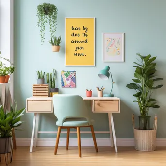 Study space with motivational quotes and colorful decor. - Image 3