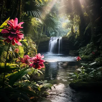 Tropical Rainforest Waterfall