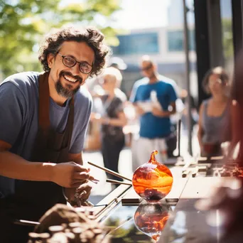 Artisans demonstrating glass blowing at an outdoor event - Image 2