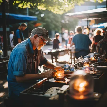 Artisans demonstrating glass blowing at an outdoor event - Image 4