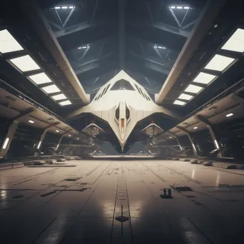 Futuristic Spaceship Hangar in Low Poly