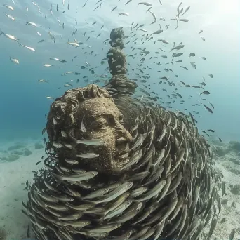 Dance of Sardines around Statue