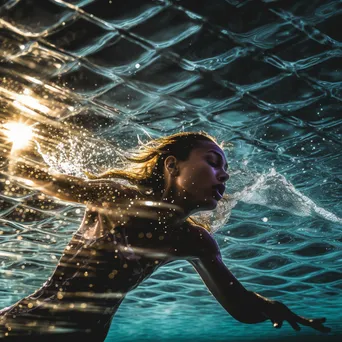 Swimmer diving into a crystal-clear pool. - Image 2