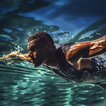 Swimmer Diving into Pool