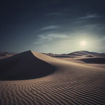 Rolling sand dunes illuminated by full moonlight in a desert landscape. - Image 2