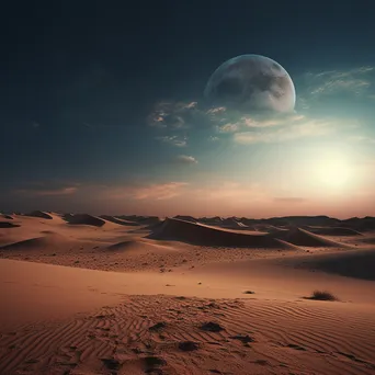 Rolling sand dunes illuminated by full moonlight in a desert landscape. - Image 4