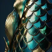 Close-up of fish scales displaying geometric pattern and metallic hues - Image 4