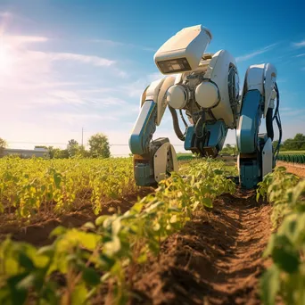 Agricultural robot harvesting crops in field - Image 1