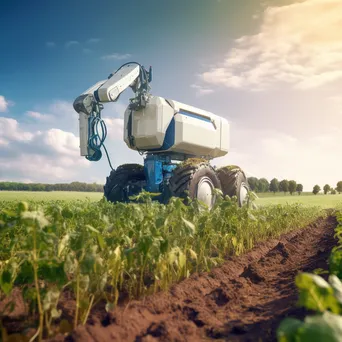 Agricultural robot harvesting crops in field - Image 2