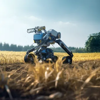 Agricultural robot harvesting crops in field - Image 3