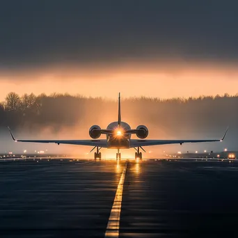 Airplane taxiing on the runway during dawn - Image 2