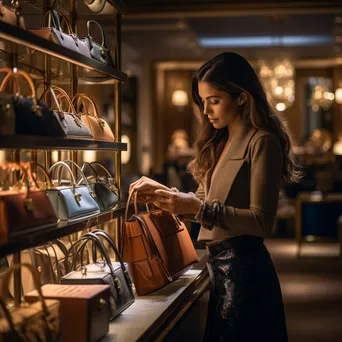 Woman browsing luxury handbags in a designer boutique - Image 4