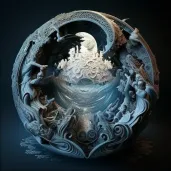 Image representing the creation myth of the world emerging from chaos with ancient deities sculpting - Image 2