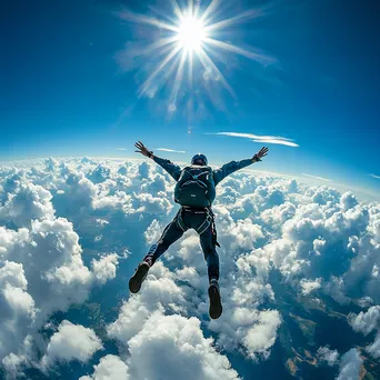 Skydiver free-falling with clouds below - Image 1