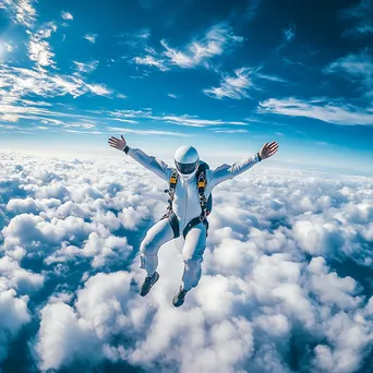 Skydiver free-falling with clouds below - Image 3