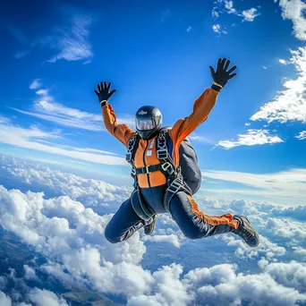 Skydiver free-falling with clouds below - Image 4