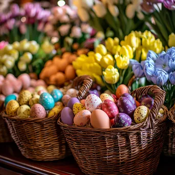 Artistic Display of Easter Baskets