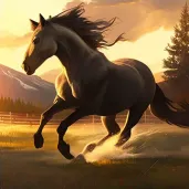 Horse galloping freely in an open field at sunset - Image 4