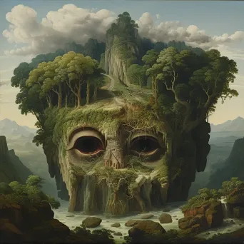 Artistic depiction of a landscape transitioning into a human face - Image 2