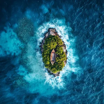 Aerial view of a tropical island with a boat in the ocean - Image 2