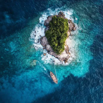 Aerial View of Secluded Tropical Island