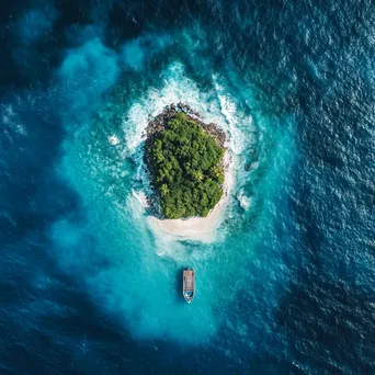 Aerial view of a tropical island with a boat in the ocean - Image 4