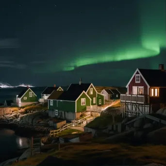 Southern lights coastal village - Image 1