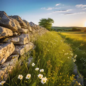 Dry Stone Wall in Meadow