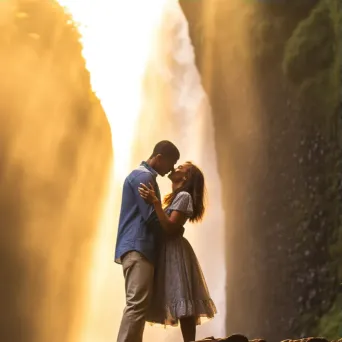 Waterfall Engagement Photography