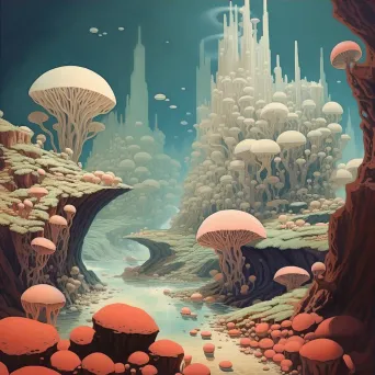 Illustration of surreal landscape of a coral