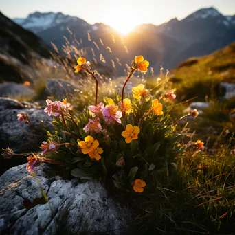 Golden Hour Alpine Wildflowers