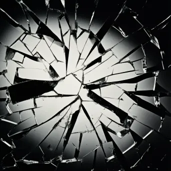 Broken glass displaying sharp, jagged edges against a smooth surface - Image 1