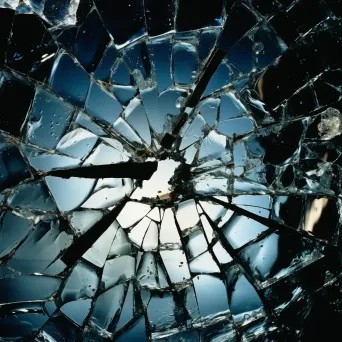 Broken glass displaying sharp, jagged edges against a smooth surface - Image 4