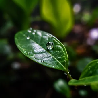 Single drop of water on a green leaf - Image 4